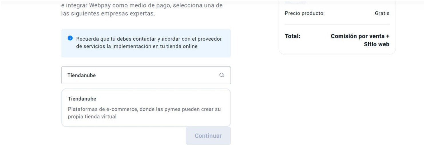 Asociación de Tiendanube en Transbank
