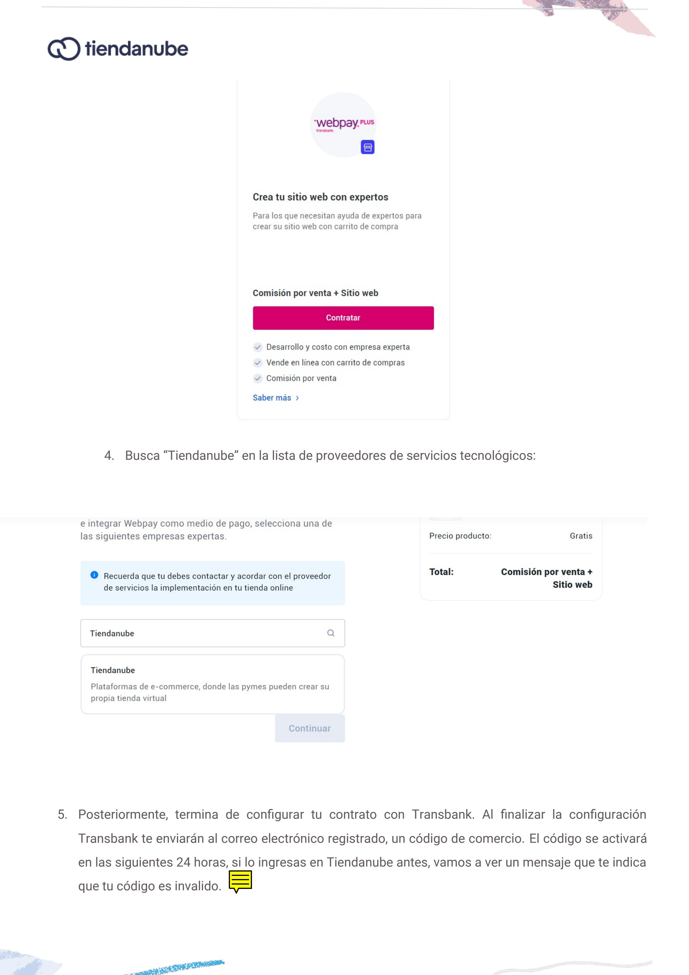 Selección de Tiendanube como proveedor
